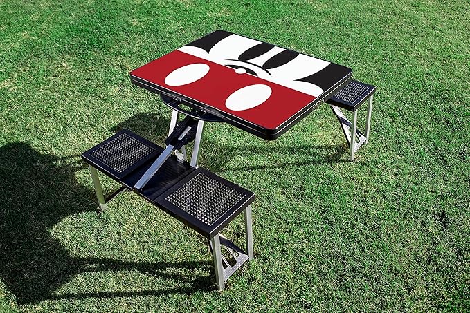 Picnic TIME Disney Minnie Mouse Folding Picnic Table, Camping Table, Outdoor Table with Umbrella Hole, (Red)