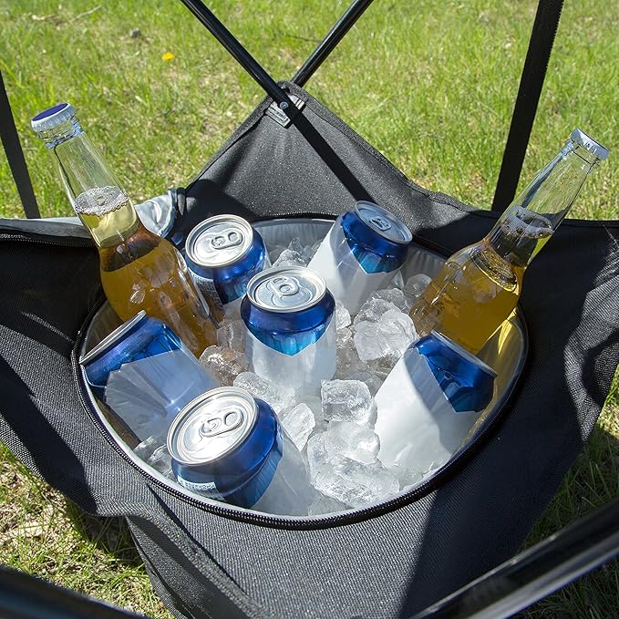 Camerons All-in-One Tailgating Table - Collapsible Folding Camping Table with Insulated Cooler, Mesh Food Basket & Travel Bag - Gift for Dad - Great for Summer BBQS, Camping, The Beach, Tailgate Party