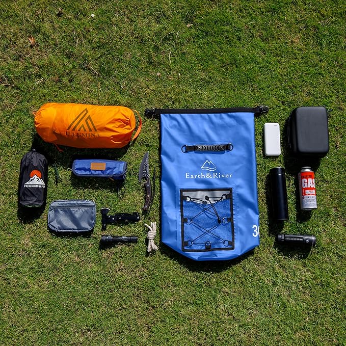 EARTH&RIVER Premium Dry Bag Backpack, Extra Thick, Protection for All Water Activities & Camping, Floating Lightweight Dry Bag with Inside Pocket Storage & IPX8 Waterproof Phone Case (Navy Blue, 40L)