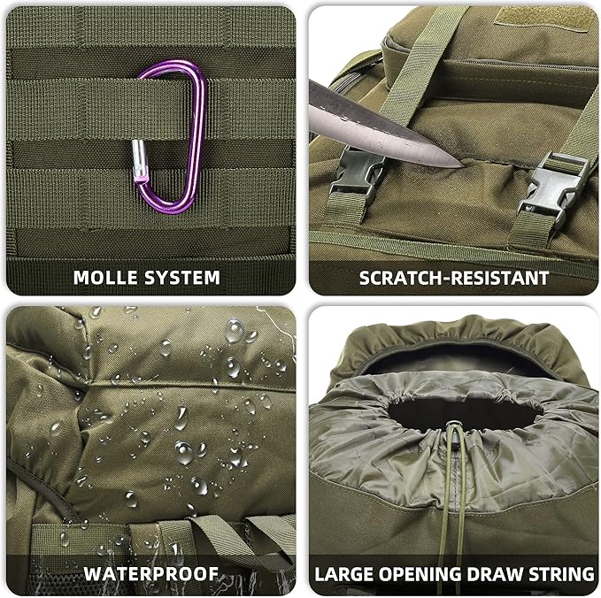 King'sGuard 70L Camping Hiking Backpack Tactical Backpack Military Molle Rucksack Backpack for Outdoor