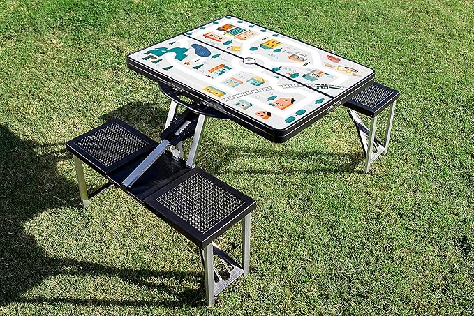 PICNIC TIME Folding Picnic Table, Camping Table, Outdoor Table with Umbrella Hole