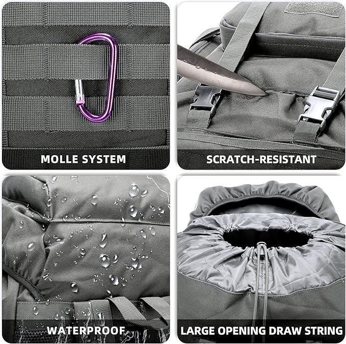 King'sGuard 70L Camping Hiking Backpack Tactical Backpack Military Molle Rucksack Backpack for Outdoor