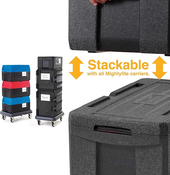 METRO Mightylite ML180-BL Top-Load Insulated Food Carrier - Professional-Grade Multipurpose Pan Carrier, Insulated Cooler and Catering Food Warmer - 30 qt or 3 Pan Capacity - Black