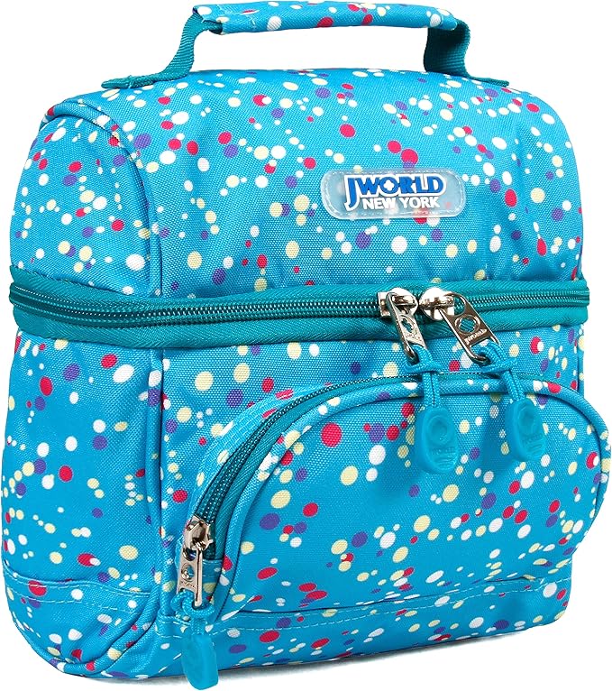 J World Corey Kids Lunch Bag. Insulated Lunch-Box for Boys Girls, Color Dots