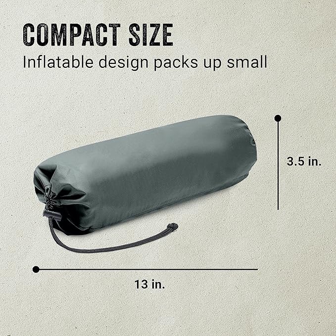 Coleman Kompact Inflatable Camp Sleeping Pad with Built-in Air Valve and Included Carry Bag, No Pump Needed, Textured Grip Bottom Keeps Pad in Place, Premium/Basic