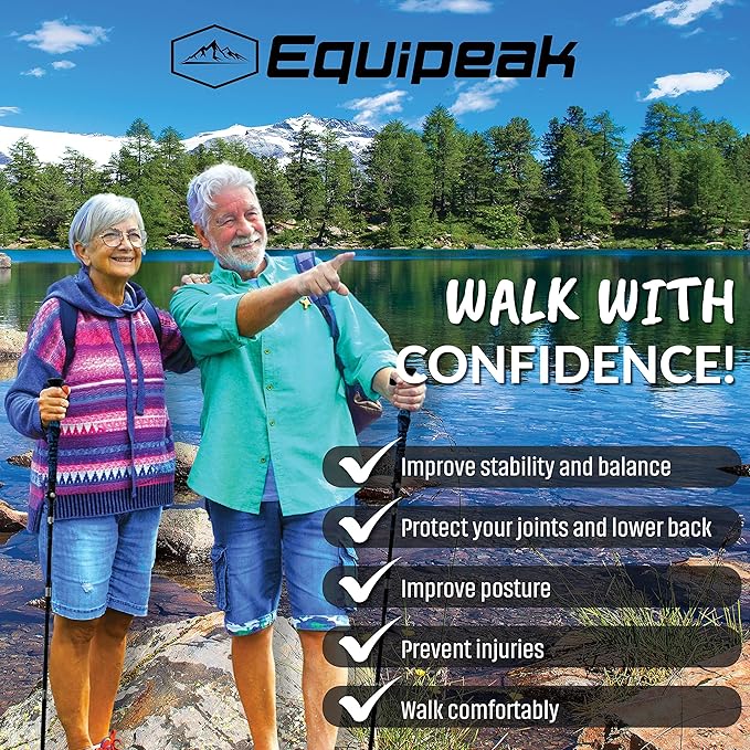 Hiking Poles Collapsible Lightweight & Adjustable - Quick Lock Foldable Trekking Poles, Hiking Sticks with Cork Grip & Foam Handle, Nordic Walking Poles for Women, Men & Seniors on Travel