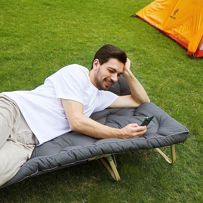 Cot Mattress Topper for Camp Cot/Rv Bunk/Narrow Twin Beds(75”X30”),Thickened Quilted Cot Pad,Lightweight Foldable Sleeping Mat for Traveling Hiking Backpacking,Portable