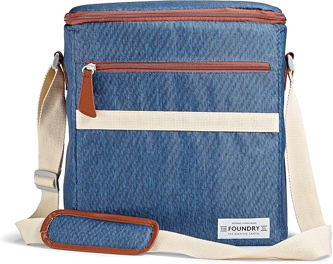 Fit & Fresh Foundry Soft Cooler Bag Insulated Leak Proof, 12 Can Small Soft Sided Cooler Bag for Men and Women, Portable Travel & Beach Cooler Bag with Removable Hard Liner, Stain Resistant
