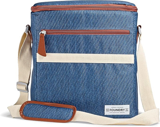 Fit & Fresh Foundry Soft Cooler Bag Insulated Leak Proof, 12 Can Small Soft Sided Cooler Bag for Men and Women, Portable Travel & Beach Cooler Bag with Removable Hard Liner, Stain Resistant