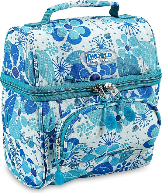 J World Corey Kids Lunch Bag. Insulated Lunch-Box for Girls, Women, Blue Vine