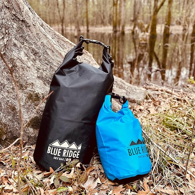 Blue Ridge Lightweight Dry Bags 3pk - 5L, 10L and 20L Sizes, All-Purpose Waterproof | Weatherproof Dry Bag for Boating, Hiking, Kayaking, Swimming, Fishing (Black)