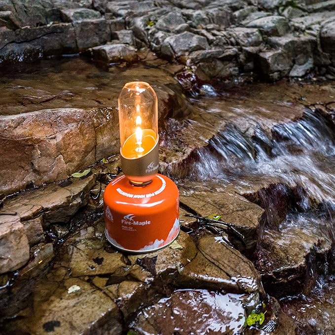 Fire Maple Orange Camping Light, Propane Lamp，Gas Lantern, Glass Lampshade & Windproof, NO Mantles Needed, Brightness Adjustable, Heating, Camping Atmosphere &Bright Flames