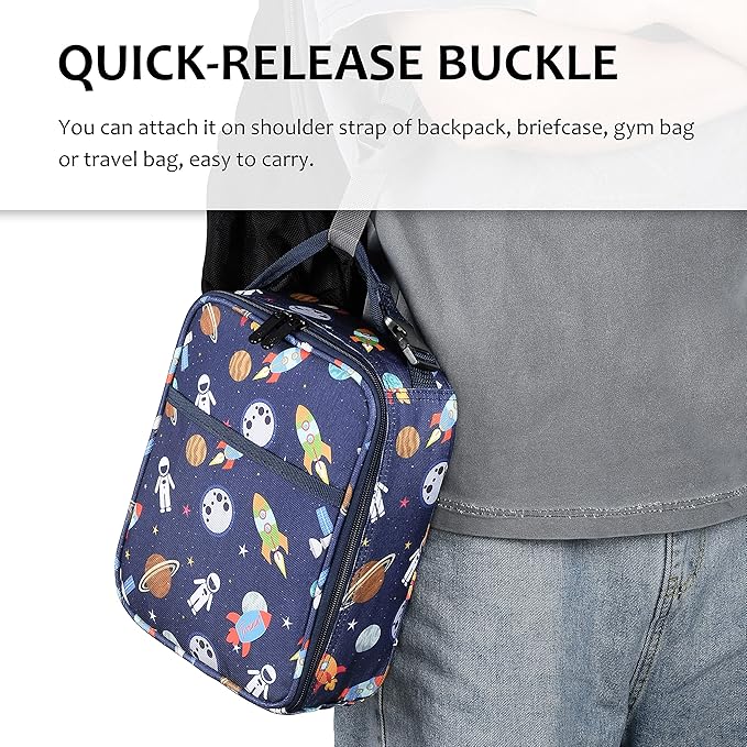 Tirrina Insulated Lunch Box for Men Women, Portable Thermal Small Lunch Bag for Office Work Picnic, Reusable Compact Lunchbox Cooler Tote for Adults, Space Pattern